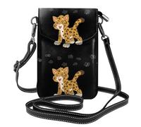 Yugtaee Piccola borsa per telefono cellulare 19,3 x 12,4 cm, in pelle stampata con giaguaro, custodia per telefono da donna, perfetta per passeggiate, campeggio