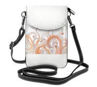 Yugtaee Piccola borsa per telefono cellulare 19,3 x 12,4 cm, in pelle stampata con tentacoli di polipo, custodia a tracolla per telefono da donna, perfetta per passeggiate e campeggio, colore nero