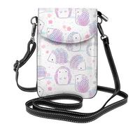 Yugtaee Piccola borsa per telefono cellulare 19,3 x 12,4 cm rosa riccio stampato in pelle a tracolla con patta custodia per telefono per donne, perfetta per passeggiate, campeggio