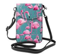 Yugtaee Piccola borsa per telefono cellulare 19,3 x 12,4 cm uno stormo di fenicotteri in pelle stampata a tracolla custodia per telefono per donne, perfetta per passeggiate, campeggio