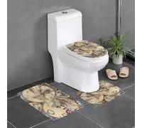YUGTAEE Set di 3 tappetini con mappa antica, stampa mappamondo e mappamondo, assorbenti e antiscivolo, per bagno, WC e cucina