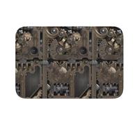 YUGTAEE Tappetino con bordo bloccato, 101,6 x 152,4 cm, con ingranaggi meccanici, stampa Steampunk, assorbente e antiscivolo, morbido e confortevole, per bagno e cucina