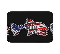 YUGTAEE Tappetino con bordo bloccato, 101,6 x 152,4 cm, con stampa di pesci con ossa americane, assorbente e antiscivolo, morbido e confortevole, per bagno e cucina