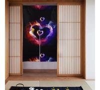 YUGTAEE Tenda a due pezzi con cuori colorati, 86,4 x 142,2 cm, tende in tessuto, divisori da appendere tra le stanze, alle porte