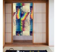 YUGTAEE Tenda con farfalle arcobaleno, due pezzi, 86,4 x 142,2 cm, tende in tessuto, divisorio da appendere tra le stanze, alle porte