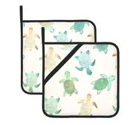 YUGTAEE Turtle write Picture - Sottovaso quadrato, 2 pezzi, spesso e resistente, con cordino, per forni a microonde, forni, grigliate all'aperto