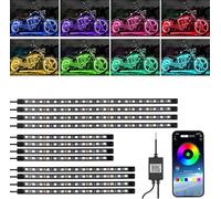 YUGUANG Kit sottogubo per moto, 12 pezzi, kit di luci per moto con controllo APP multicolore sincronizzazione musica impermeabile RGB sotto bagliore per moto