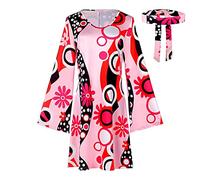 Yugugomo Abito hippie, da donna, anni '70, da discoteca, da discoteca, da discoteca, anni '60, anni '70, hippie, Halloween, per danza occidentale, San Valentino, sfilata di Halloween