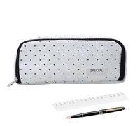 Yugugomo Astuccio semplice per bambini, borsa WC con chiusura lampo, morbida per cosmetici con grande capacità, per ufficio di classe, scrittura, lezioni d'arte, viaggi, lavoro, riunioni, bianco e