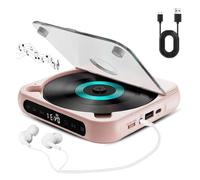 Yuguz, lettore CD portatile, compatibile con Bluetooth, ricaricabile, con cuffie, altoparlanti HiFi integrati, display a LED, supporta USB/BT/TF Card e modalità ripetute per viaggi, ufficio, casa