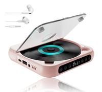 Yuguz Portable CD Player,New Bluetooth-Compatible CD-Player with Headphones,Supports CD/USB/BT and Repeat Modes,Mini Rechargeable Discman for Home,Office and Travel (Pink)