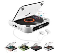 Yuguz Portable CD Player, New Portable Bluetooth-Compatible CD-Player, Supports CD/USB/BT and Repeat Modes, Built-in HiFi Speakers, Mini Rechargeable Walkman (White)