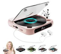 Yuguz Portable Cd Player-Portable Bluetooth-Compatible CD-Player, With Headphones and Built-in HiFi Speaker, Supports CD/USB/BT/Aux and Repeat Modes, for Home, Office, Car, Travel (Pink)