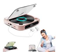 Yuguz Portable CD Player,Portable Bluetooth-Compatible CD-Player with Headphones,Built-in HiFi Speakers,Supports CD/USB/BT and Repeat Modes,for Home, Office, Trave (Pink)