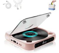 Yuguz Portable CD Player, Portable Bluetooth-Compatible CD-Player with Headphones, Built-in HiFi Speakers, Supports CD/AUX/USB and Repeat Modes for Home, Office, Travel (Pink)