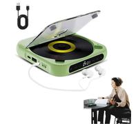Yuguz Portable CD Player,Portable CD Player with Bluetooth and HiFi Speakers,Supports CD/AUX/USB and Repeat Modes,Rechargeable Small CD Players,for Car,Home, Office, Travel (green)