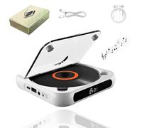 Yuguz Portable CD Player, Yuguz CD Player bluetooth, Supports CD/USB/BT and Repeat Modes, Mini Rechargeable for Home, Office, Travel (White)
