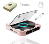 Yuguz Portable CD Player, Yuguz CD Player bluetooth, Supports CD/USB/BT and Repeat Modes, Mini Rechargeable for Home, Office, Travel (Pink)