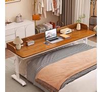 YUGXTH Tavolino da Letto Portatile Mobile Regolabile in Altezza con Deflettori, Comodino con Ruote a 360°, Scrivania for Laptop sopra Il Tavolo da Letto for Uso Domestico(Brown+White,180x60cm/71x24)