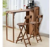 YUGXTH Tavolo Cucina Salvaspazio con Sedie da Cucina Moderne Resistenti | Mobili Cucina Salvaspazio, Tavolo da Pranzo Moderno con Sedie for Piccoli Spazi, senza Installazione(Brown)
