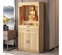 YUGXTH Tavolo da Altare, Tavolo da tè Buddista con Contenitore, Cinese Tavolo da Preghiera, Tavolo da Meditazione for Il Relax, Preghiere(Natural,70cm/27.5in)
