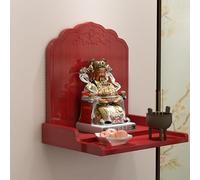 YUGXTH Tavolo da Altare, Tavolo da tè Buddista in bambù, Tavolo da Preghiera Cinese, Tavolo Puja con Spazio di Archiviazione for Piccoli Spazi(Red,16.9x14.5x16.5in)