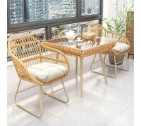 YUGXTH Tavolo da Esterno Piccolo con 2/4 Sedie a Sdraio Comode, Set Tavolo e Sedie da Balcone Piccolo Resistente Agli Agenti Atmosferici per Bordo Piscina o Veranda(2 chairs,NATURAL_SQUARE)