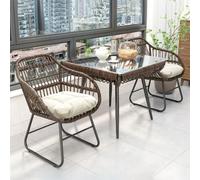 YUGXTH Tavolo da Esterno Piccolo con 2/4 Sedie a Sdraio Comode, Set Tavolo e Sedie da Balcone Piccolo Resistente Agli Agenti Atmosferici per Bordo Piscina o Veranda(2 chairs,BROWN_SQUARE)