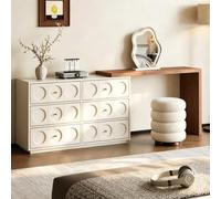 YUGXTH Vanity Desk Postazione Trucco con Luce Led e Sgabello Trucco Make Up
