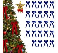 Yuhaidzsw 2025 Nuovi Fiocchi di Velluto per Albero di Natale, 24 Pezzi di Fiocchi di Velluto per Albero di Natale, Fiocco di Ghirlanda Vintage Fiocco di Natale, Fiocco di Nastro (24pcs,Dark Blue)