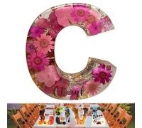 Yuhaidzsw Luce Notturna in Resina Floreale Con 26 Lettere, Fatta a Mano, per Madre Moglie - Lampada Creativa Con Lettere Personalizzate (C)