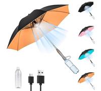 Yuhaidzsw Ombrello nebulizzatore con ventilatore e bottiglia d'acqua, parasole portatile 3 in 1 ricaricabile USB, ombrello con nebulizzazione per esterni, spiaggia, barbecue e festival, blocco UV