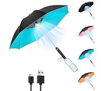 Yuhaidzsw Ombrello nebulizzatore con ventilatore e bottiglia d'acqua, parasole portatile 3 in 1 ricaricabile USB, ombrello con nebulizzazione per esterni, spiaggia, barbecue e festival, blocco UV, Blu