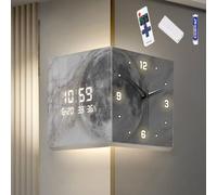 Yuhaidzsw Orologi da parete ad angolo su entrambi i lati per la decorazione del soggiorno, orologi da parete angolari di lusso per la decorazione del soggiorno, moderno LED silenzioso orologio da
