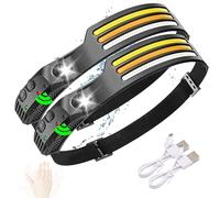 Yuhaidzsw WavePro 230° Ultra-Light Motion-Sensing Headlamp, 230° Wide Beam Headlamp Motion Sensor LED Headlamp, Rechargeable Portable Hard Hat Hard Helmet Camping Headlamps Flashlight (2pcs)