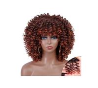 YUHANXINHESHE 14 inch Afro ricci capelli parrucca con frangetta per donne nere sintetiche glueless per il partito quotidiano aggiunge volume dei capelli(1B-350R)