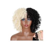 YUHANXINHESHE 14 inch Afro ricci capelli parrucca con frangetta per donne nere sintetiche senza glueless per il partito quotidiano aggiunge volume dei capelli(F1B-60)