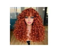 YUHANXINHESHE 17 pollici lunghi ricci ricci parrucca con frangetta per capelli sintetici donna parrucca capelli vintage per uso quotidiano cosplay del partito aggiunge volume dei capelli(Ginger Orange
