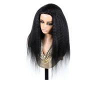 YUHANXINHESHE 3 in 1 crespo dritto cavo mezzo parrucca capelli umani principiante amichevole senza colla clip in parrucche per le donne aggiunge volume dei capelli(nero 200 densità, 34 pollici)