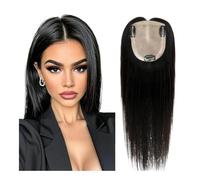 YUHANXINHESHE Integratore per capelli nero naturale per donna, base in seta traspirante, 3 clip, ideale per tutti i giorni, dimensioni: 11 x 13 cm aggiunge il volume dei capelli(16 pollici)