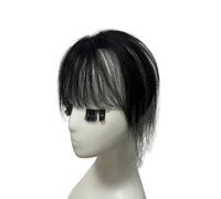 YUHANXINHESHE Integratore per capelli umani da 25 cm per donne, senza clip, per camuffare la perdita di capelli aggiunge il volume dei capelli(nero con bangs)