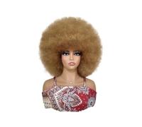 YUHANXINHESHE Parrucca Afro dolce anni '70 per donne, capelli crespi ricci con frangetta, capelli sintetici rimbalzanti, uso quotidiano per le feste aggiunge volume dei capelli(27H30#)