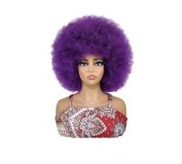 YUHANXINHESHE Parrucca Afro morbida anni '70 per donne, capelli crespi ricci con frangia, capelli sintetici rimbalzanti, uso quotidiano per feste, aggiunge volume dei capelli(purple)