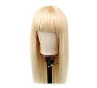 YUHANXINHESHE Parrucca bionda 613 in capelli umani lisci con frangetta, capelli remy, densità 180 aggiunge volume dei capelli(30 pollici)