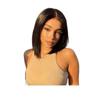 YUHANXINHESHE Parrucca Bob in capelli umani 13 x 4 HD, corta e liscia, senza colla, con capelli del bambino, per le donne nere aggiunge volume dei capelli(nero-180 densità, 10 pollici)