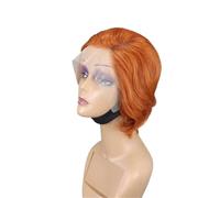 YUHANXINHESHE Parrucca Corta Pixie Liscia per donne nere, 13 x 4 x 1, parrucca frontale in pizzo con fascia a T per uso quotidiano aggiunge volume dei capelli(350#)