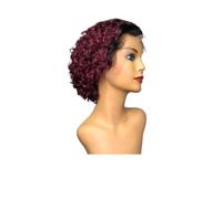 YUHANXINHESHE Parrucca corta riccia stile pixie in capelli umani, 13 x 1, con pizzo frontale trasparente, per donne nere, 15 cm (6 pollici). Aggiunge Volume dei Capelli(1B/99J)