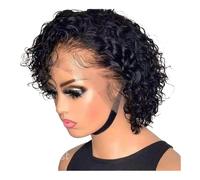 YUHANXINHESHE Parrucca corta riccia stile pixie in capelli umani, 13 x 1, con pizzo frontale trasparente, per donne nere, 15 cm (6 pollici). Aggiunge Volume dei Capelli(1B)