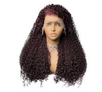 YUHANXINHESHE Parrucca di capelli umani Bordeaux, densità 250, 13 x 4, parrucca in pizzo frontale HD per donne, umida e ondulata, riccia e profonda aggiunge il volume dei capelli(12 pollici)