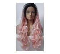 YUHANXINHESHE Parrucca frontale in pizzo 13 x 3, parrucche sintetiche rosa ondulate senza colla per donne, uso quotidiano, mix nero rosa aggiunge volume dei capelli(26 pollici)